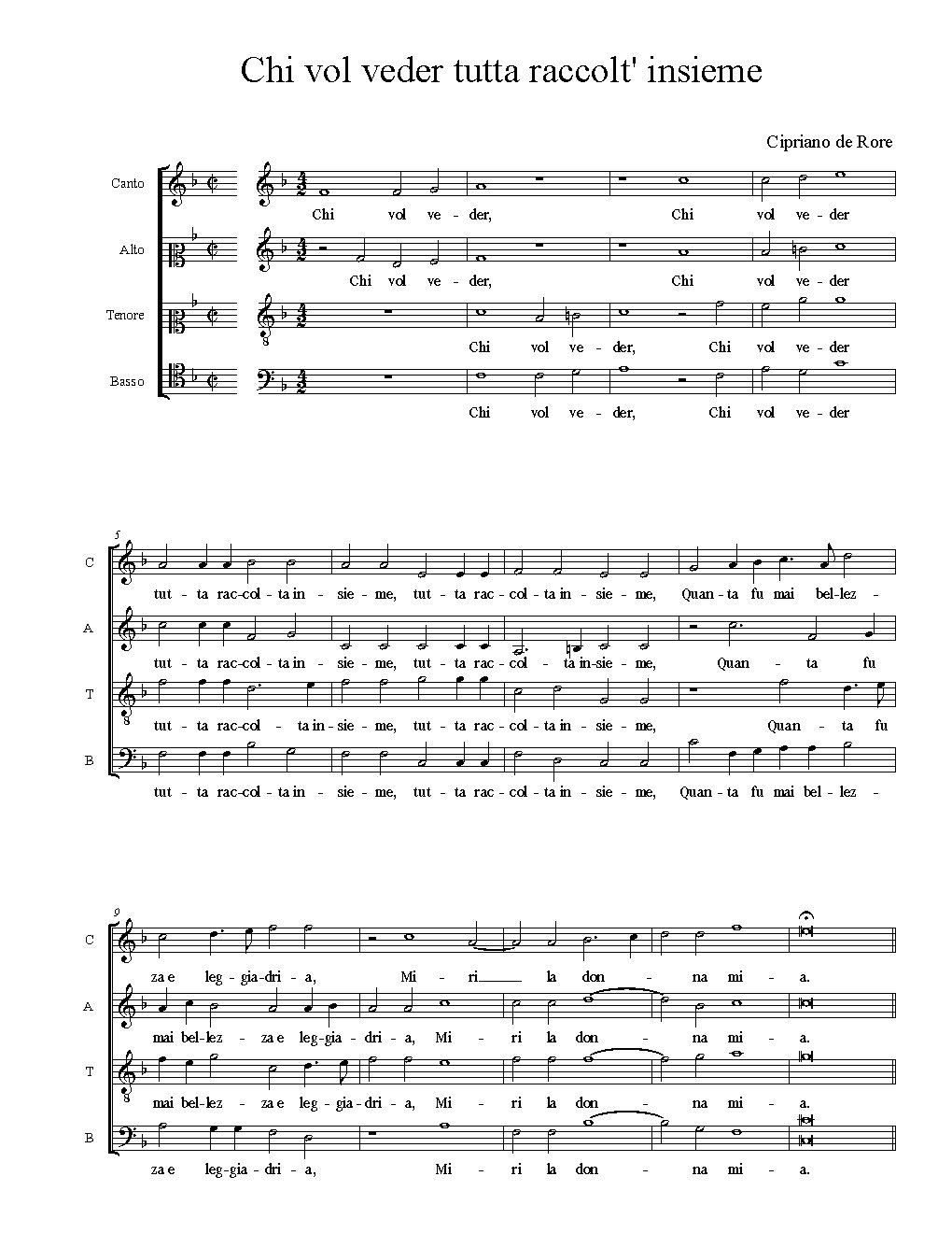 Chi vol veder tutta raccolt' insieme - Choir Script PDF Thumbnail