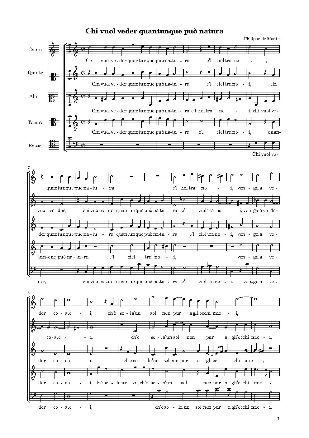 Chi vuol veder quantunque può natura - Choir Script PDF Thumbnail