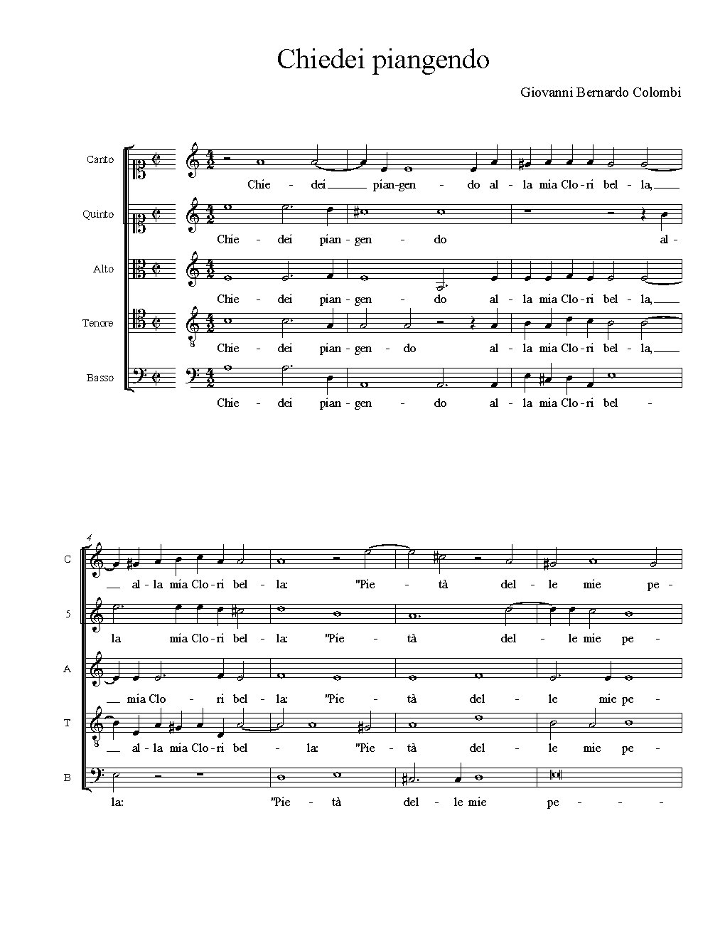 Chiedei piangendo - Choir Script PDF Thumbnail