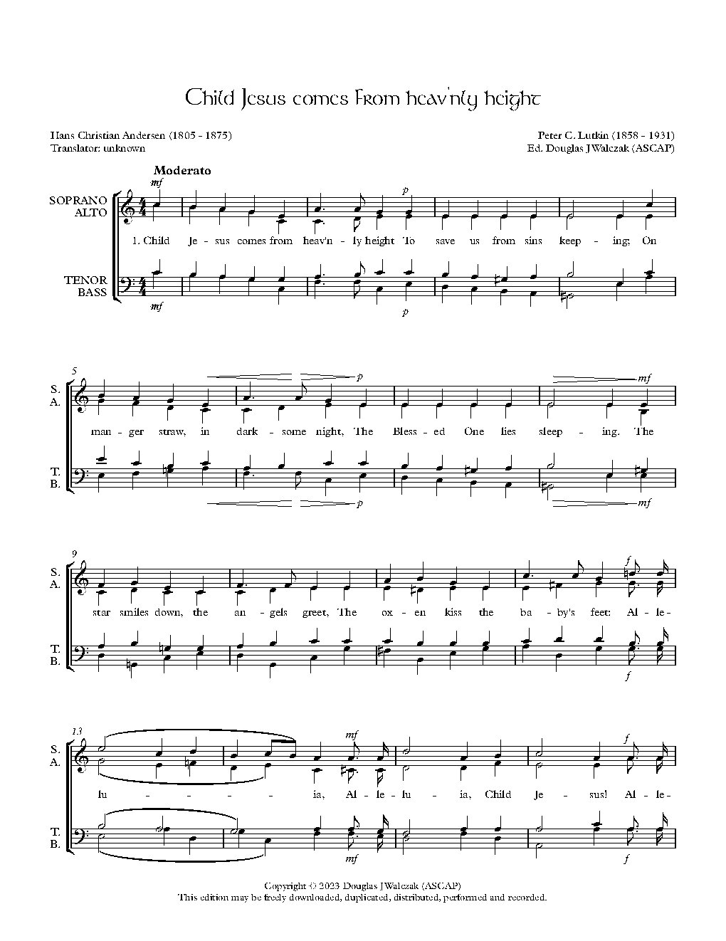 Child Jesus comess from heavenly height - Choir Script PDF Thumbnail