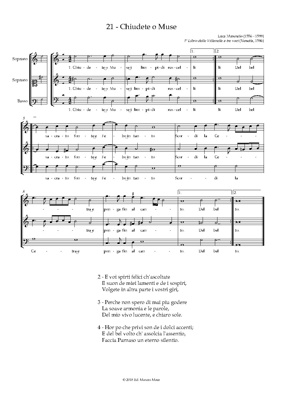 Chiudete o Muse - Choir Script PDF Thumbnail