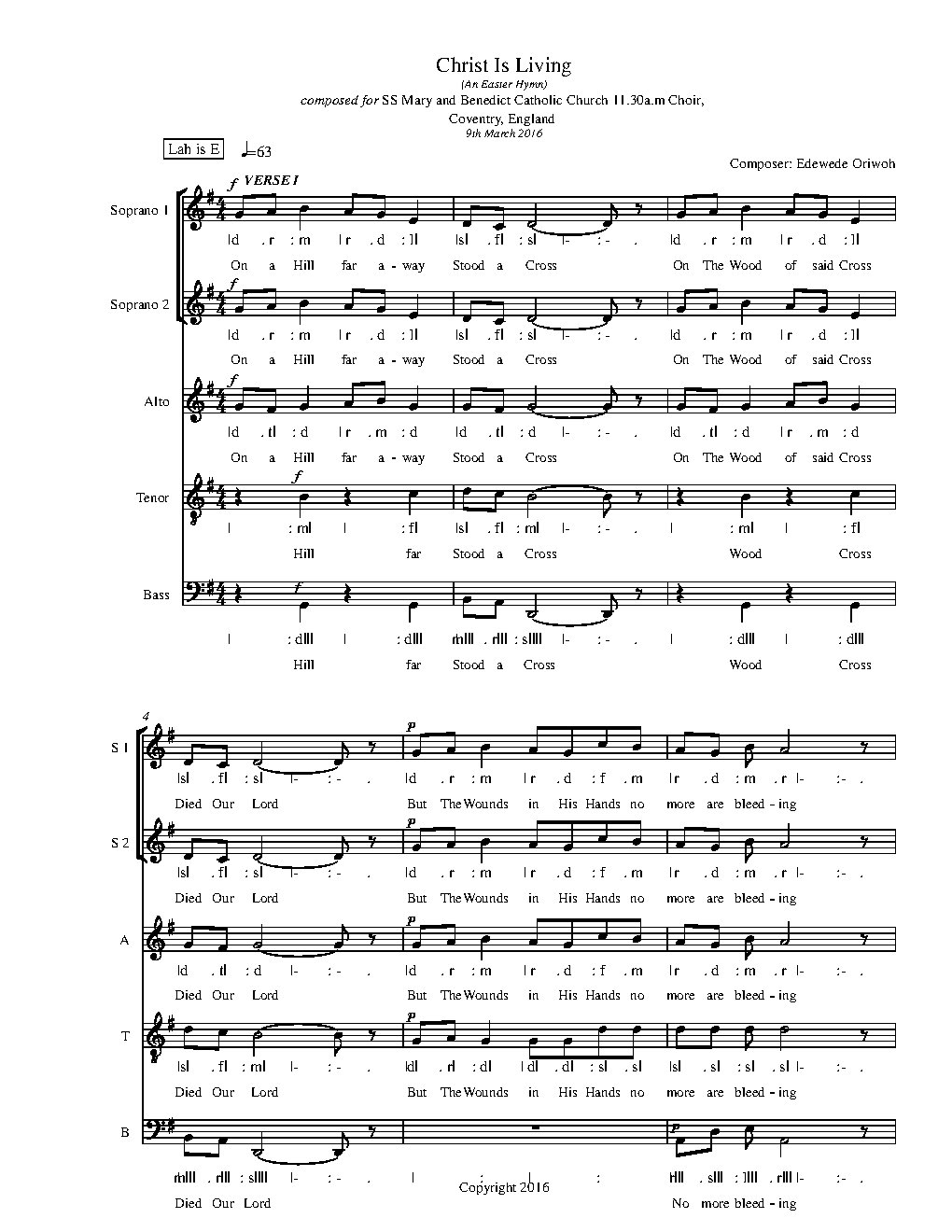 Christ Is Living - Easter Hymn - Choir Script PDF Thumbnail