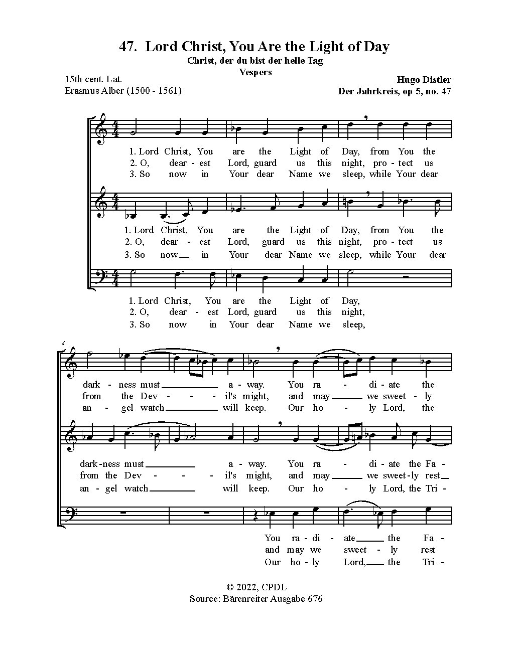 Christ, der du bist der helle Tag - Choir Script PDF Thumbnail