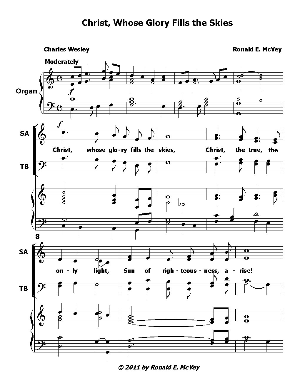 Christ, Whose Glory Fills the Skies - Choir Script PDF Thumbnail
