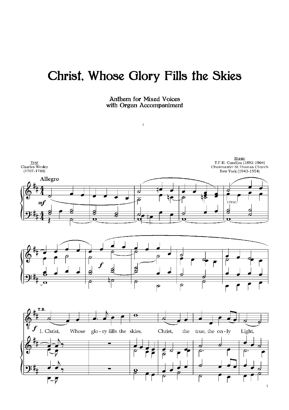 Christ, Whose Glory Fills the Skies
