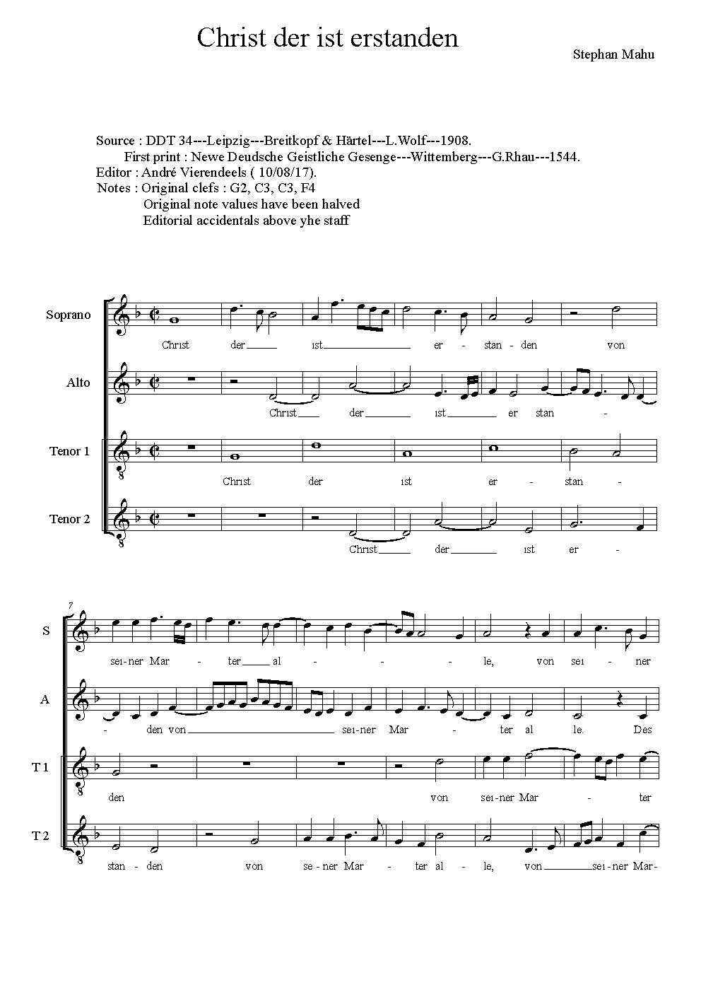 Christ der ist erstanden - Choir Script PDF Thumbnail