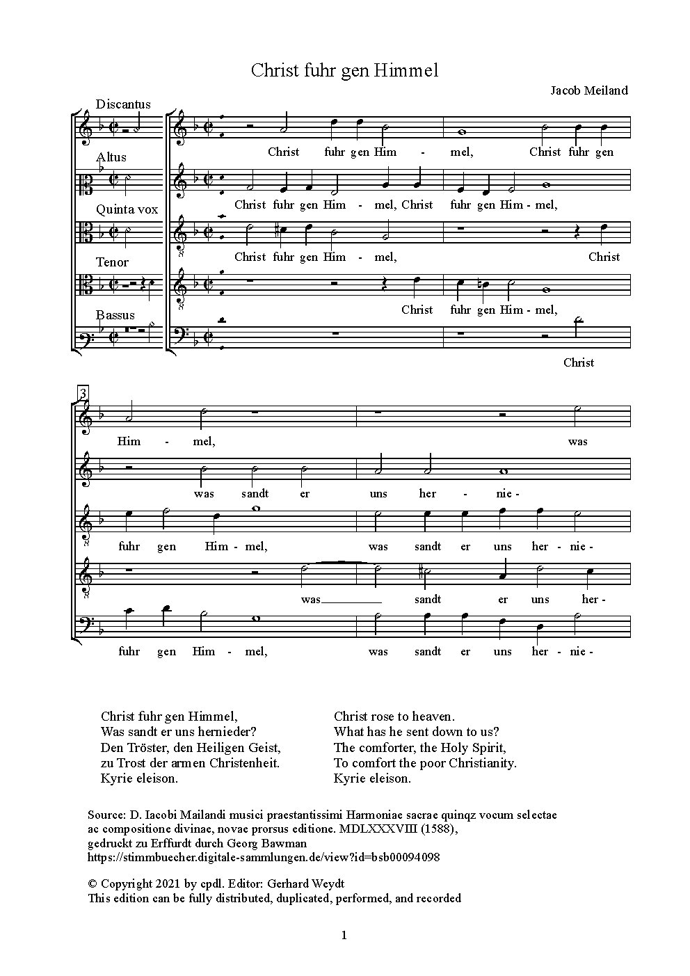 Christ fuhr gen Himmel - Choir Script PDF Thumbnail
