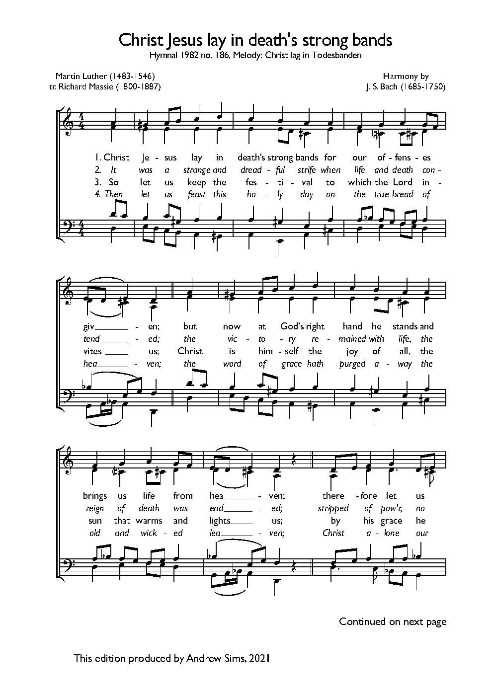 Christ Jesus lay in death’s strong bands