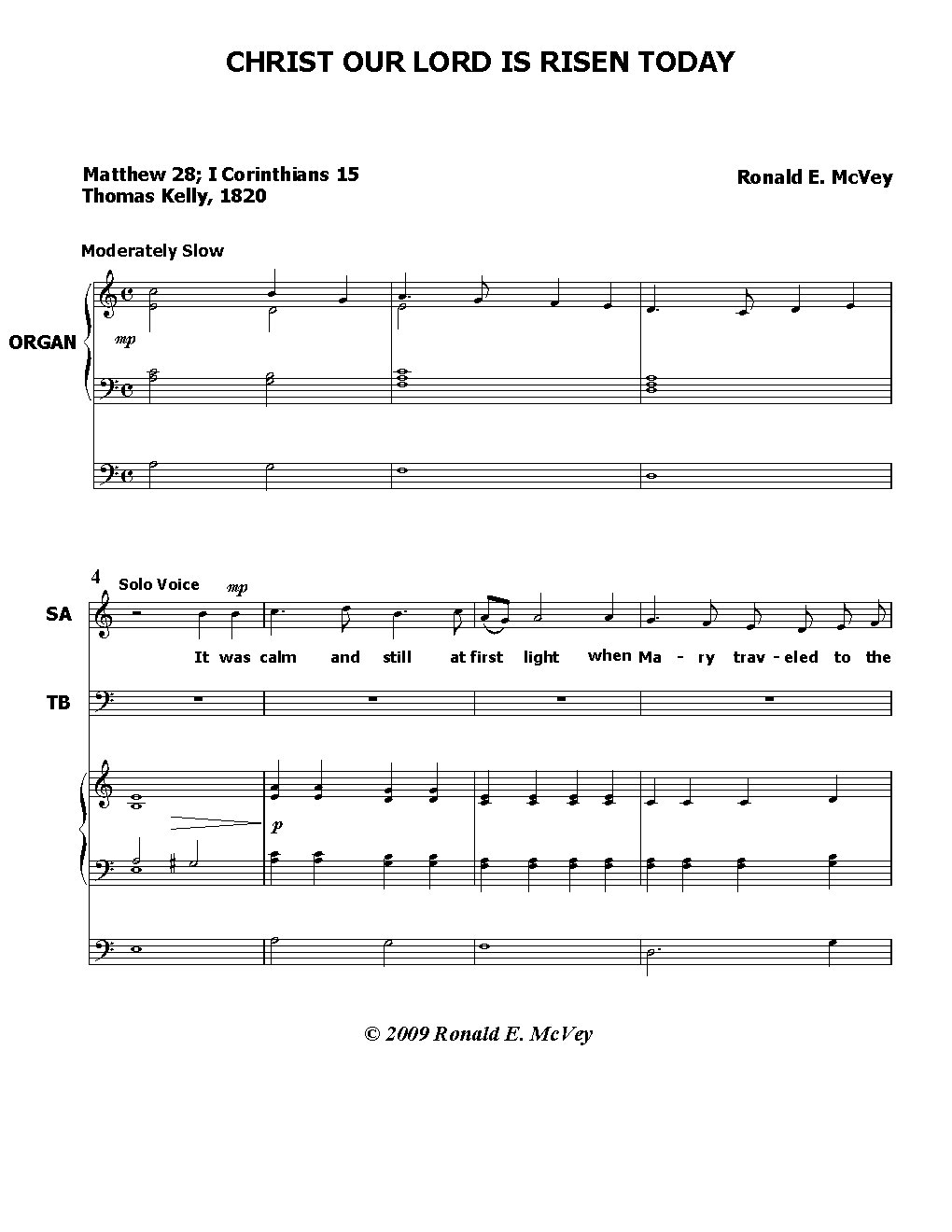 Christ our Lord is risen today (Ronald McVey) - Choir Script PDF Thumbnail