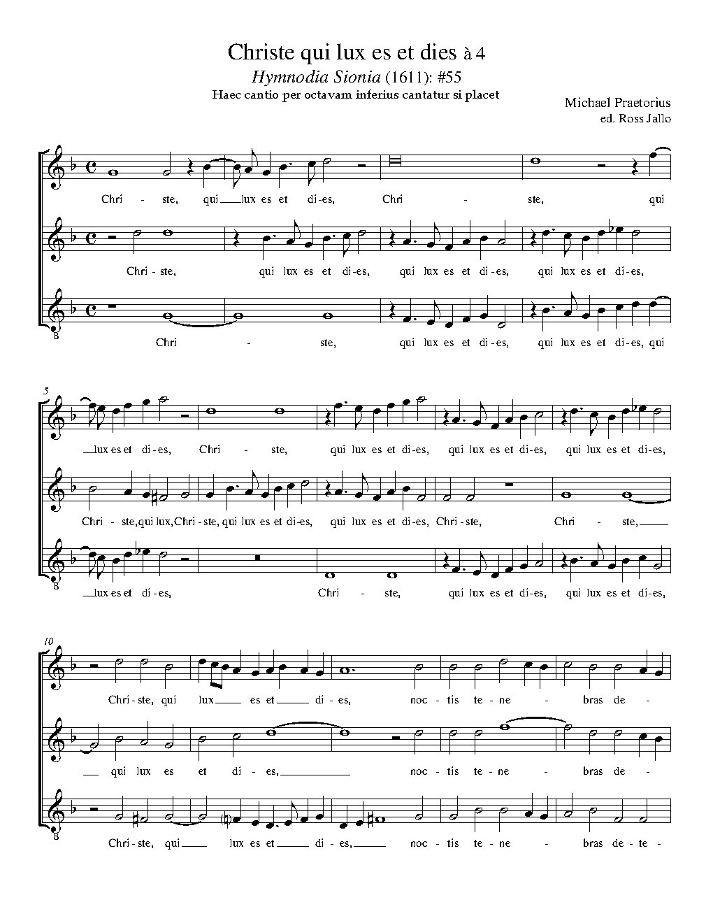 Christe qui lux es et dies - Choir Script PDF Thumbnail