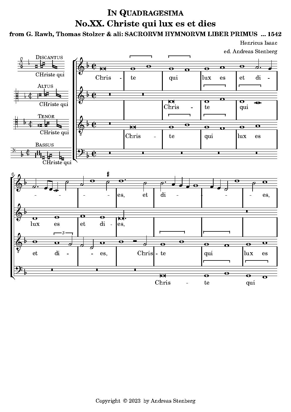 Christe qui lux es et dies - Choir Script PDF Thumbnail