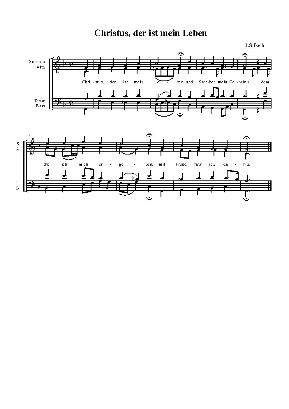 Christus, der ist mein Leben (Chorale) - Choir Script PDF Thumbnail