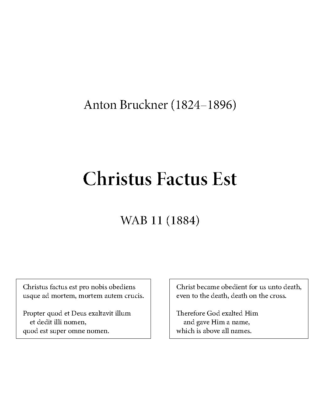 Christus factus est, WAB 11