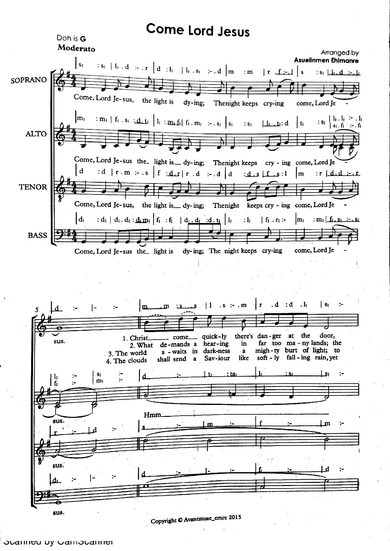 Come Lord Jesus - Download Choir Script PDF