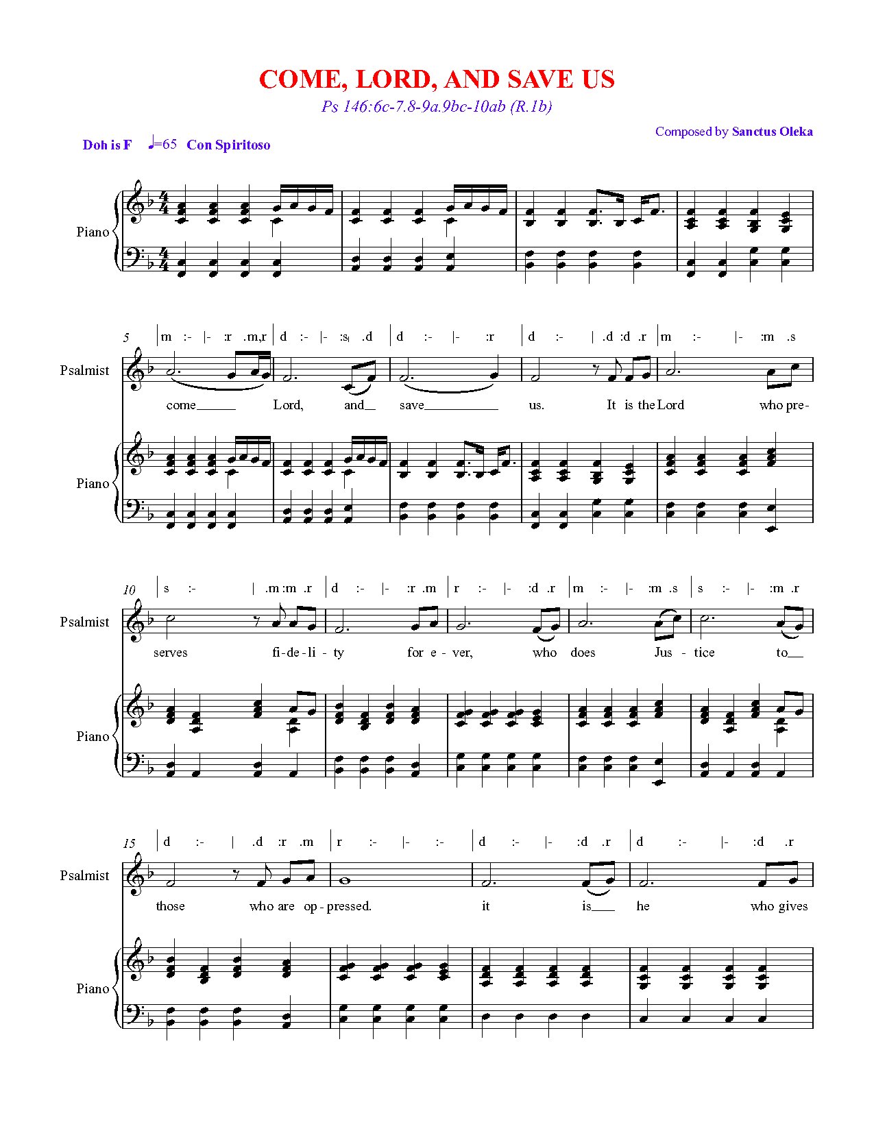 Come Lord And Save Us - Full Score
