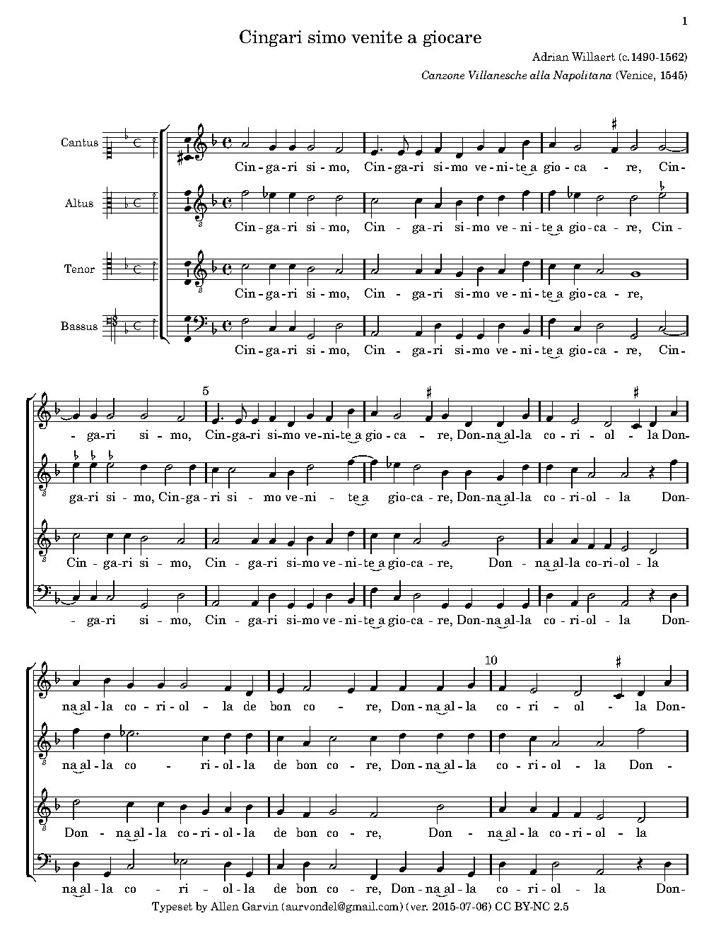 Cingari simo venite a giocare - Choir Script PDF Thumbnail