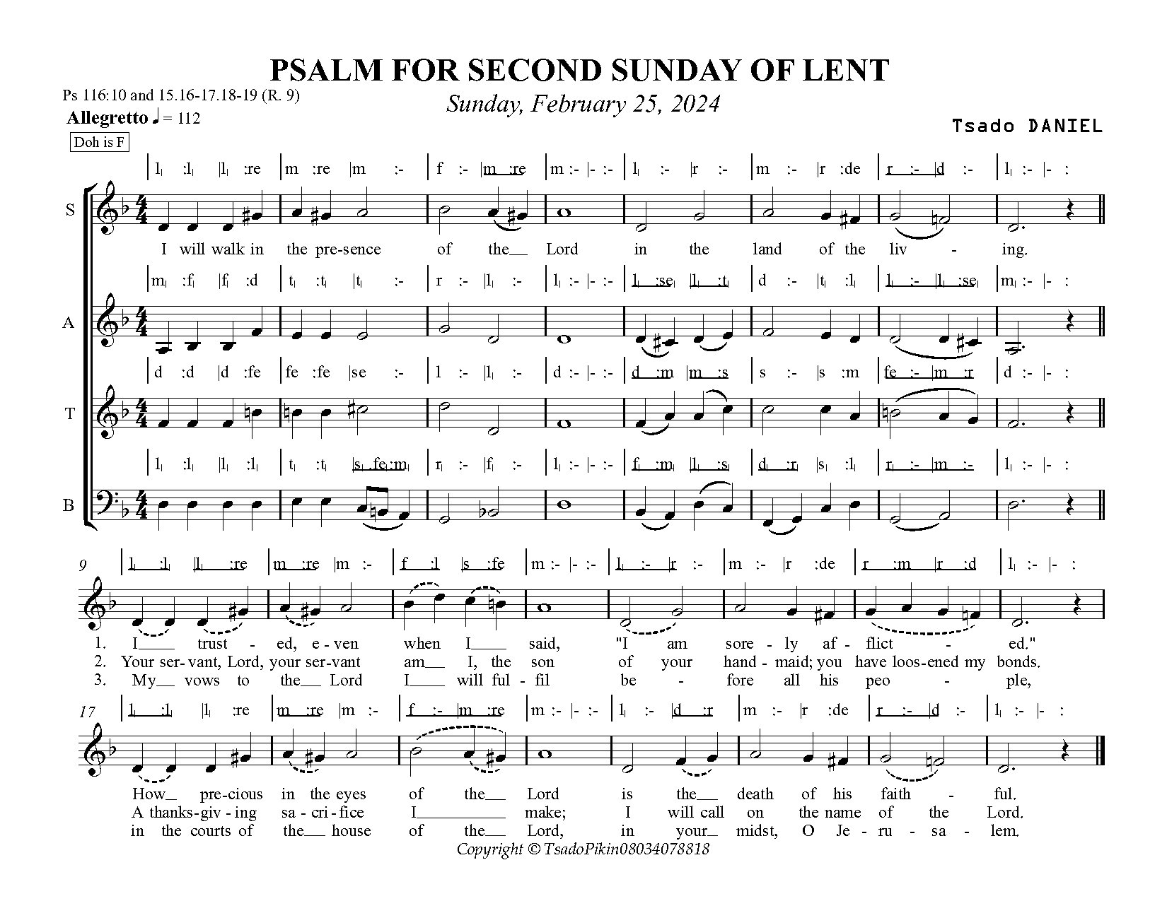Psalm 2nd Sunday Of Lent(b) - Tsado Daniel
