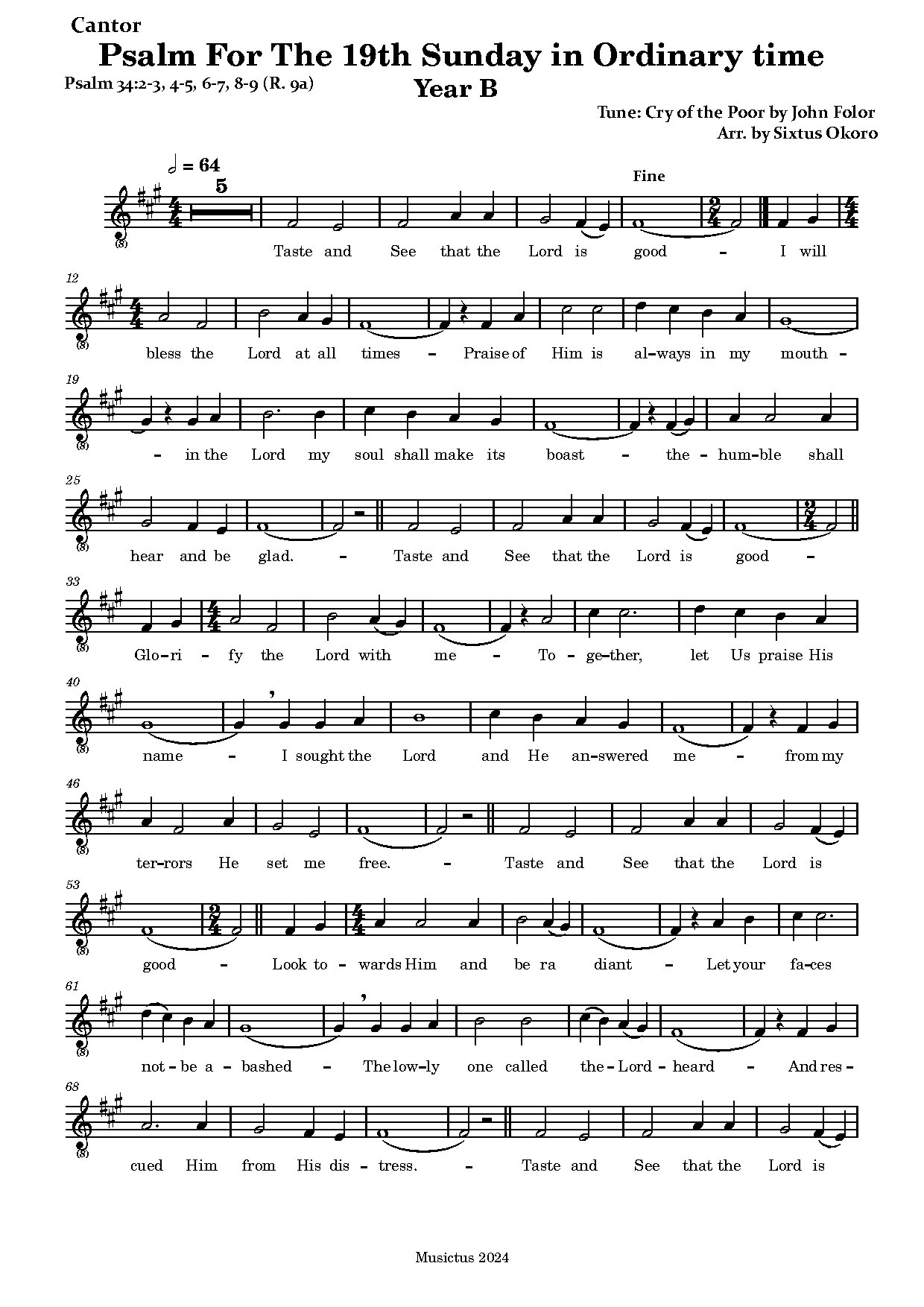Psalm For The 19th Sunday In Ordinary Time-cantor