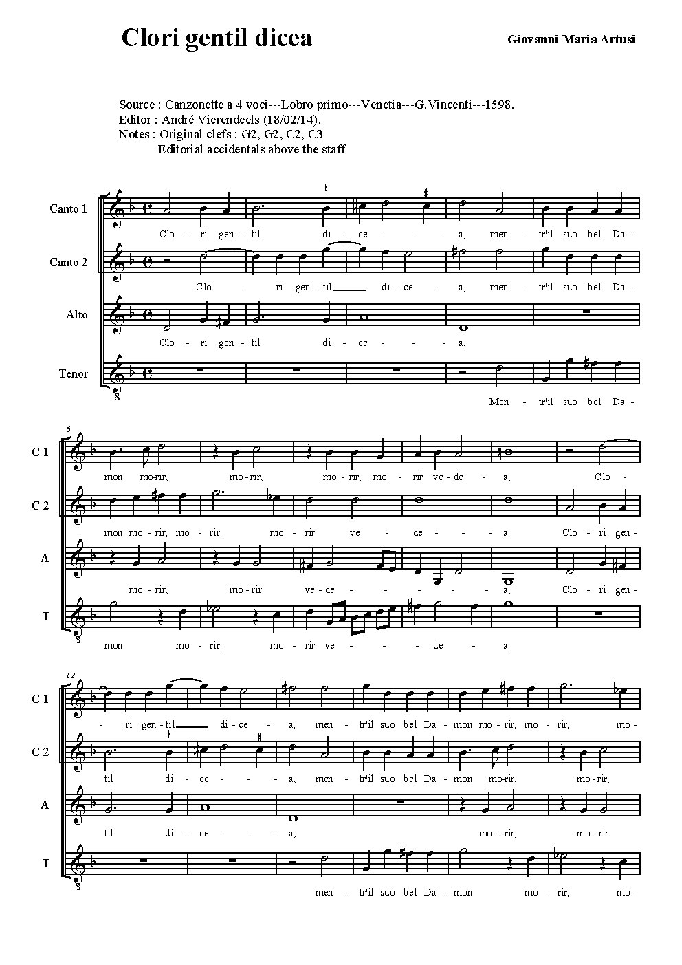 Clori gentil - Choir Script PDF Thumbnail
