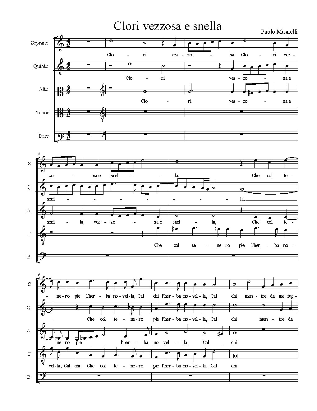 Clori vezzosa e snella - Choir Script PDF Thumbnail