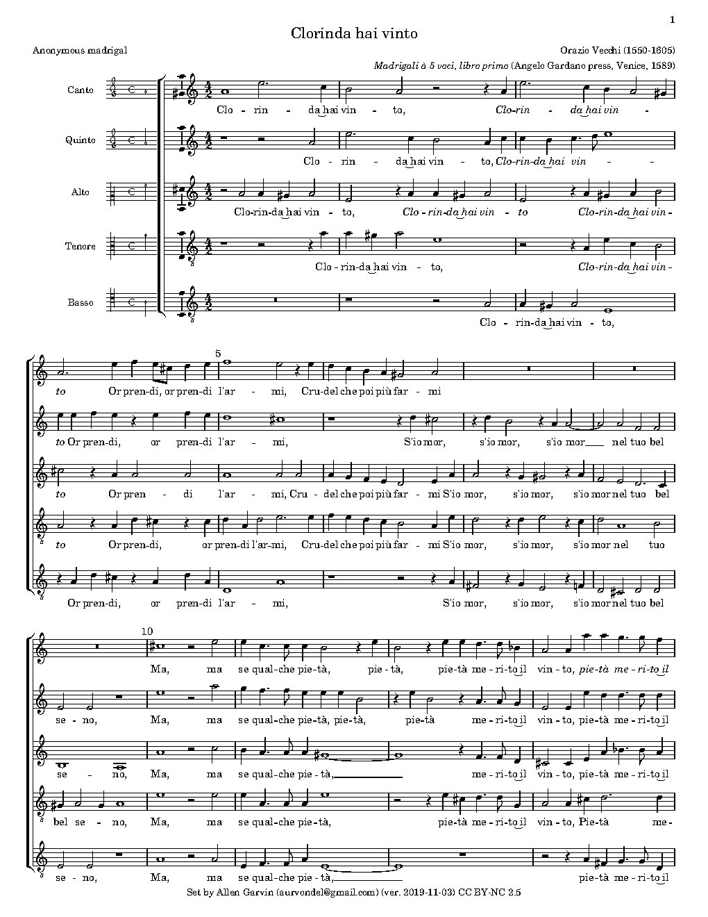 Clorinda hai vinto - Choir Script PDF Thumbnail