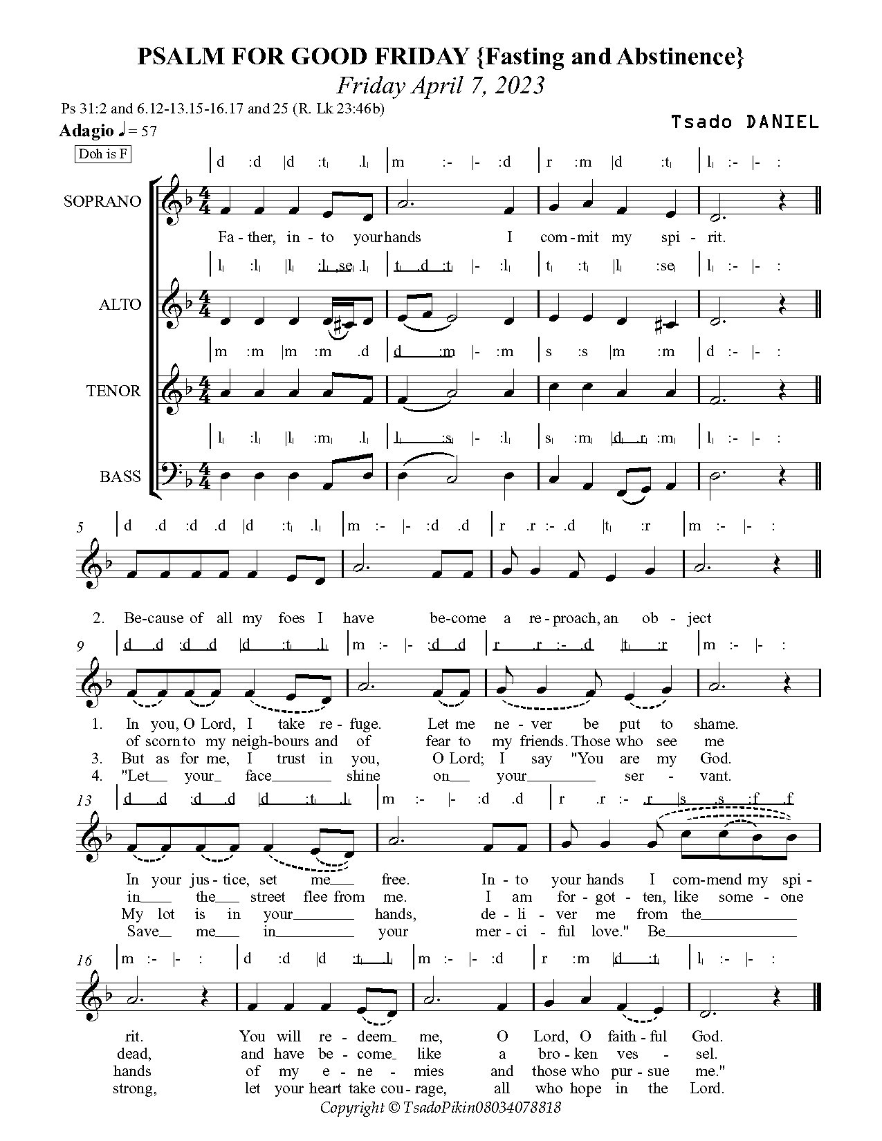 Psalm For Good Friday {fasting And Abstinence} - Tsado Daniel