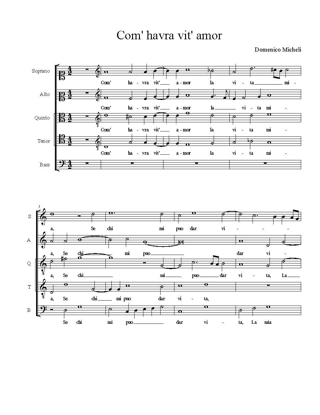 Com' havra vit' amor - Choir Script PDF Thumbnail