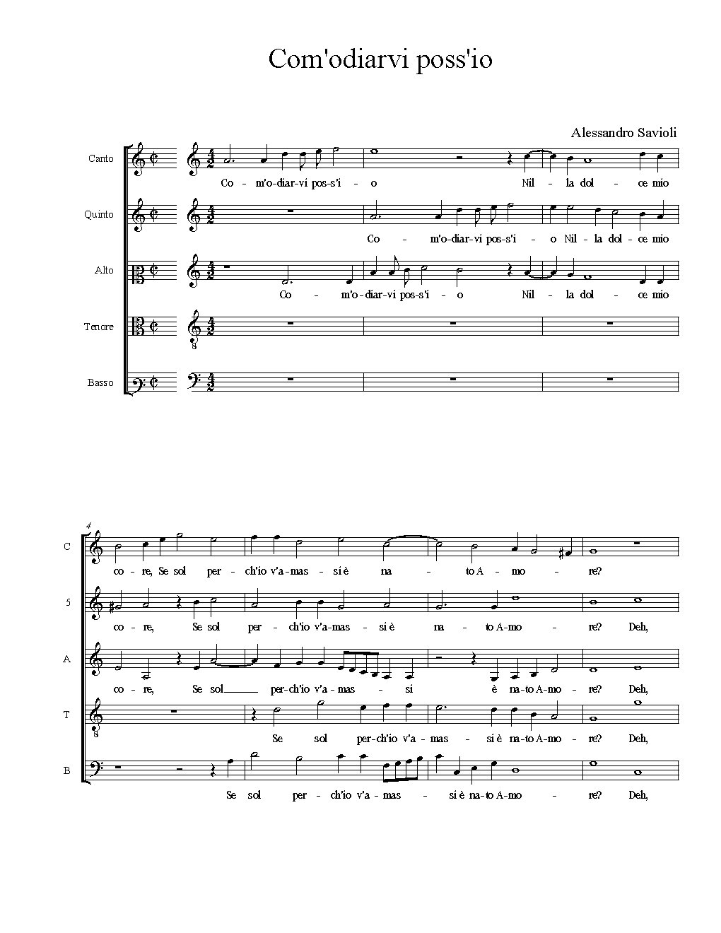 Com'odiarvi poss'io - Choir Script PDF Thumbnail