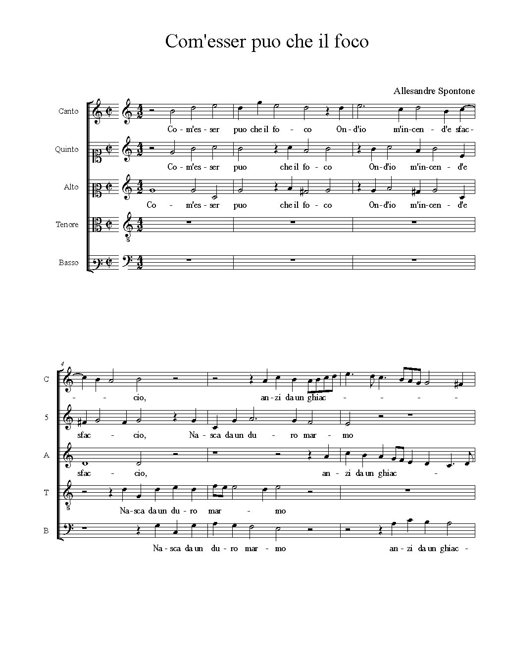 Com'esser puo che il foco - Choir Script PDF Thumbnail