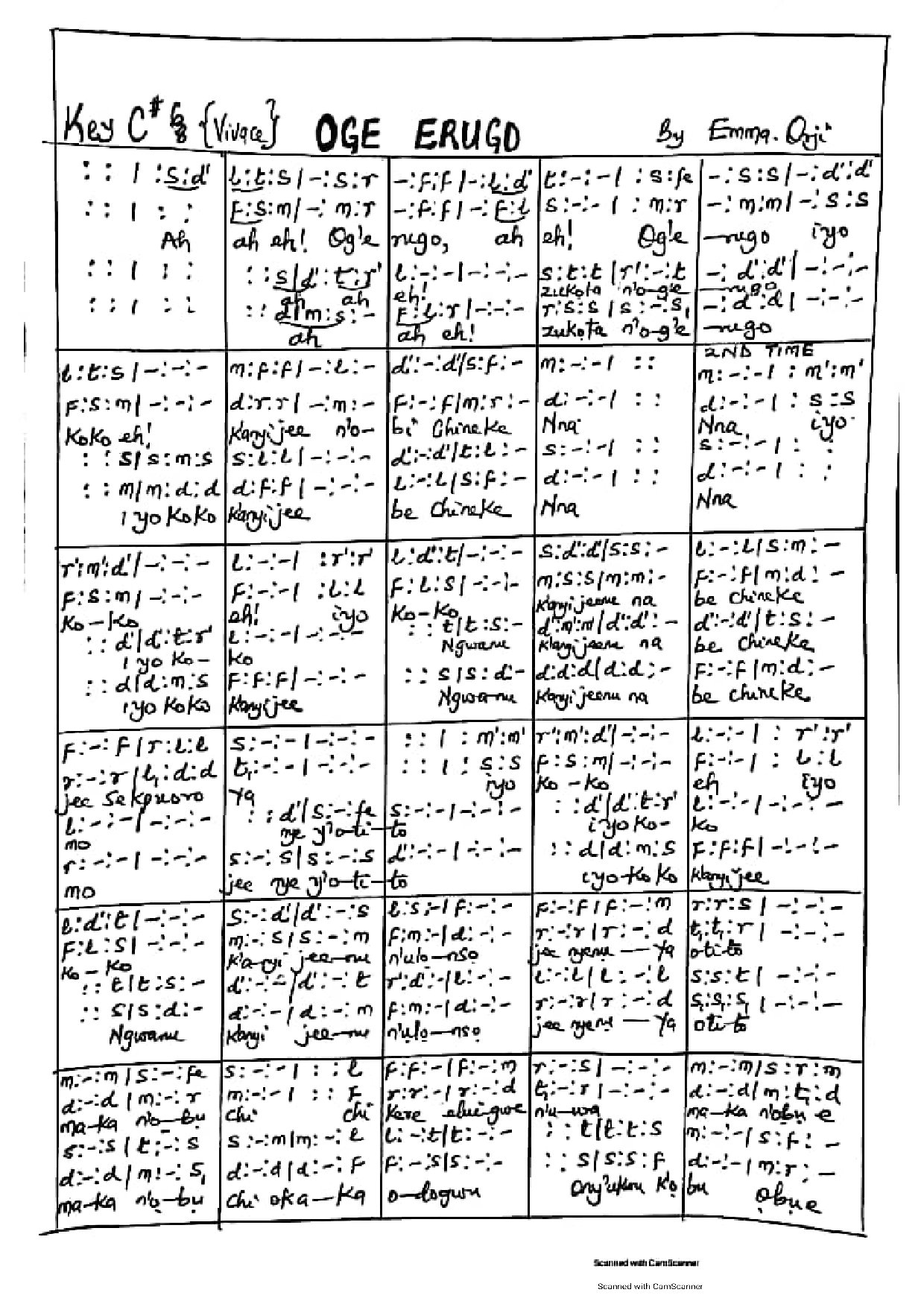 Oge Erugo By Emma Orji - Download Choir Script PDF