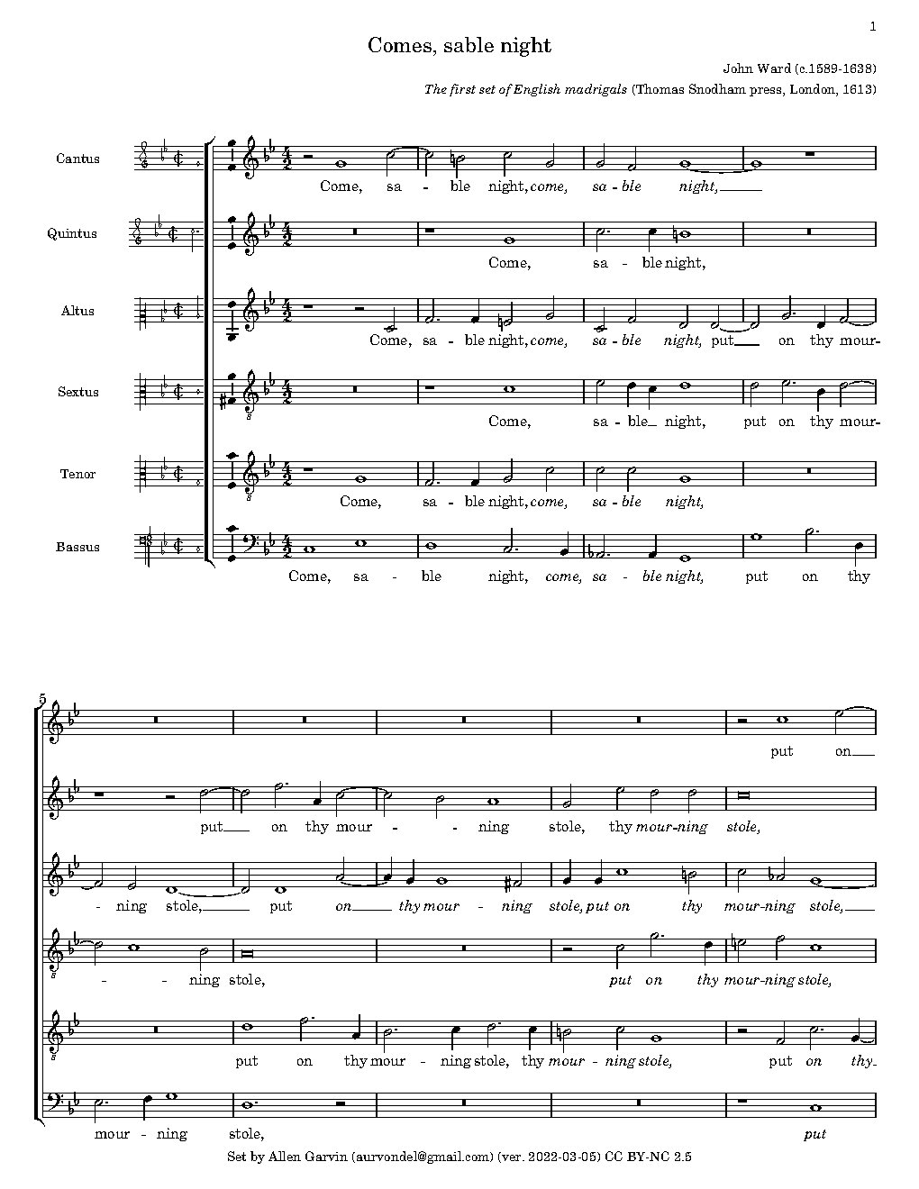 Come, sable night - Choir Script PDF Thumbnail