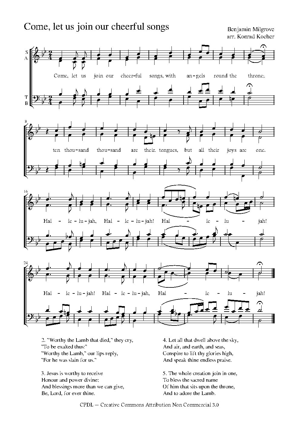 Come, let us join our cheerful songs