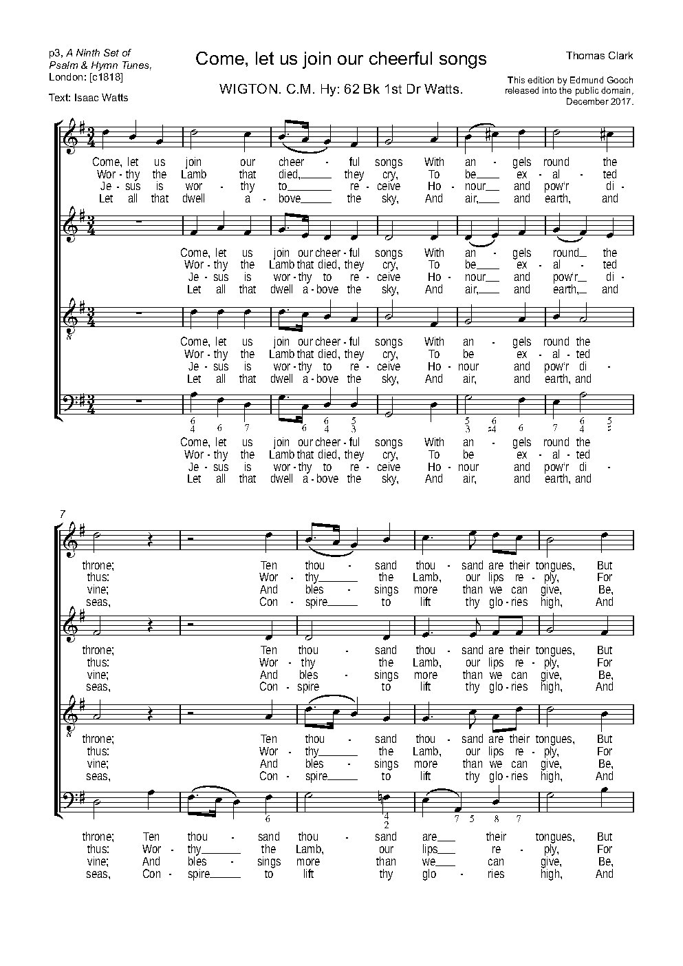 Come, let us join our cheerful songs