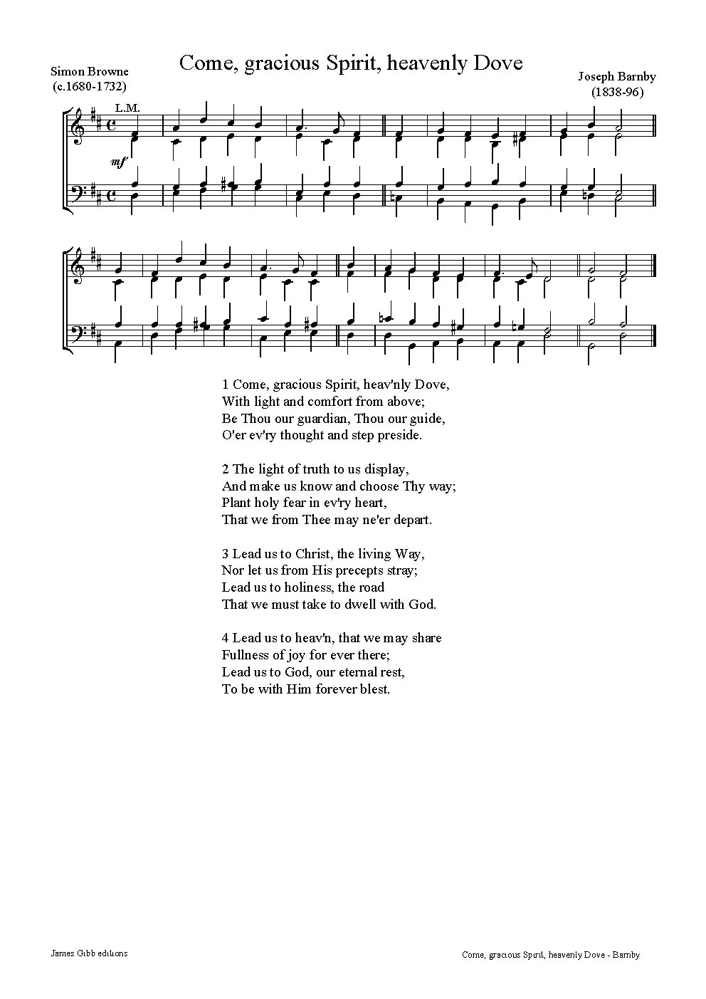Come, gracious Spirit, heavenly Dove - Choir Script PDF Thumbnail
