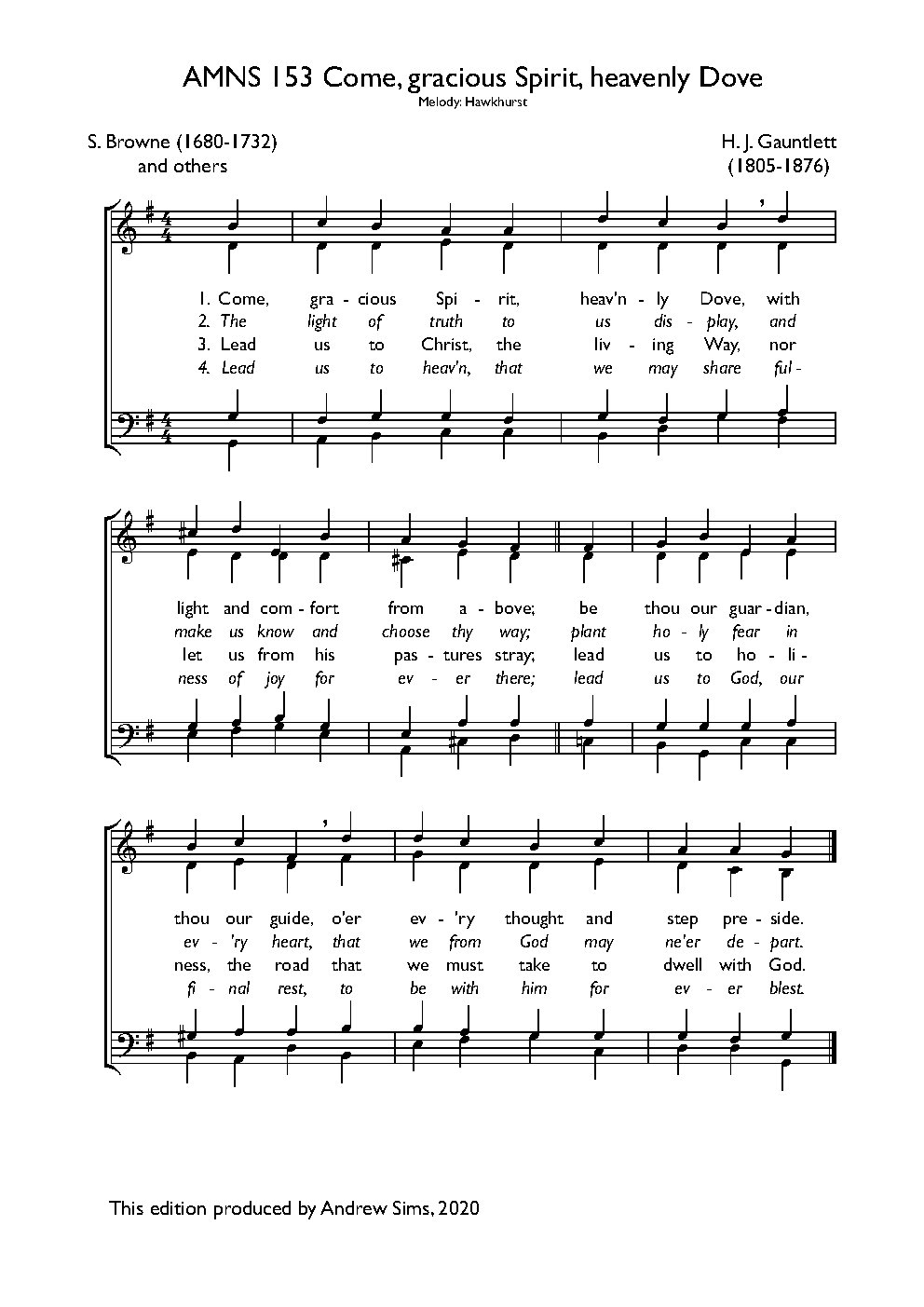 Come, gracious Spirit, heavenly Dove