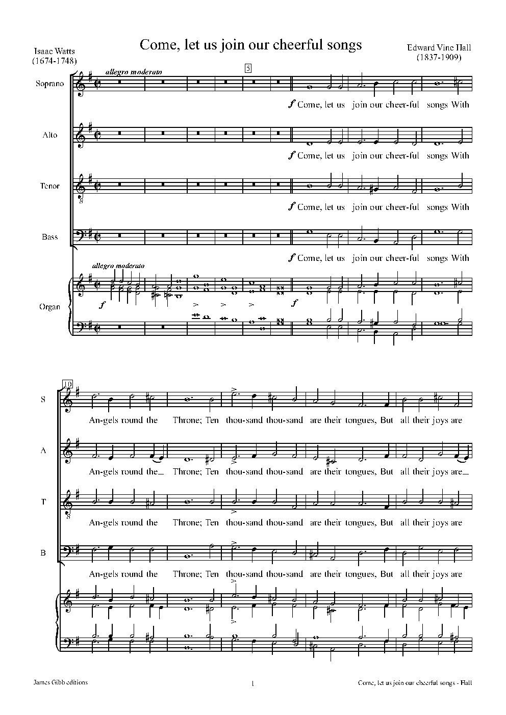 Come, let us join our cheerful songs