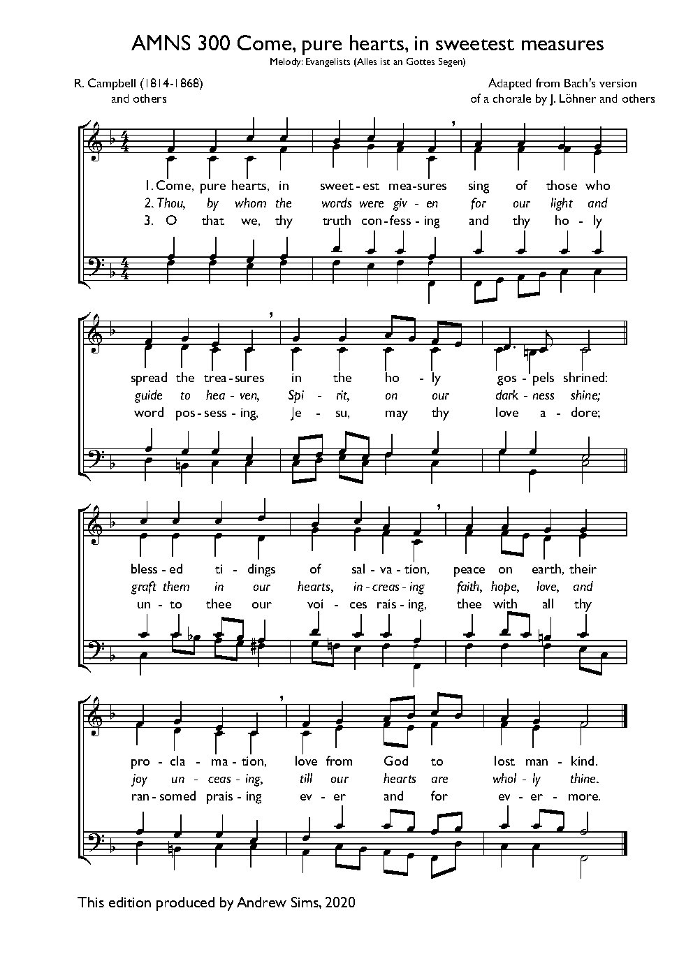 Come, pure hearts, in sweetest measures - Choir Script PDF Thumbnail