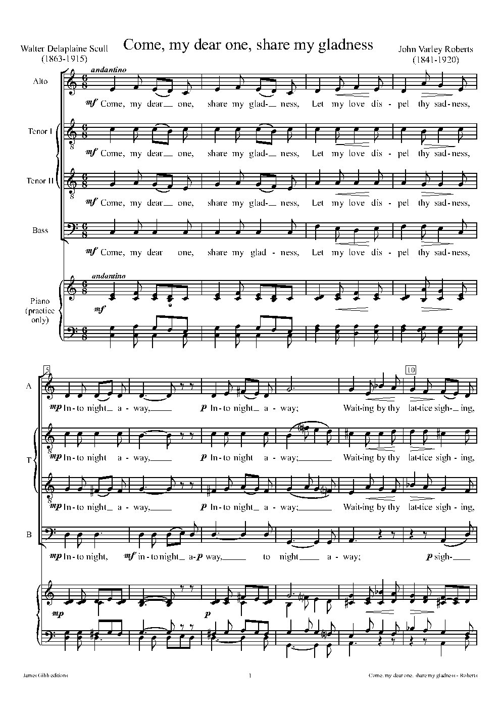 Come, my dear one, share my gladness - Choir Script PDF Thumbnail