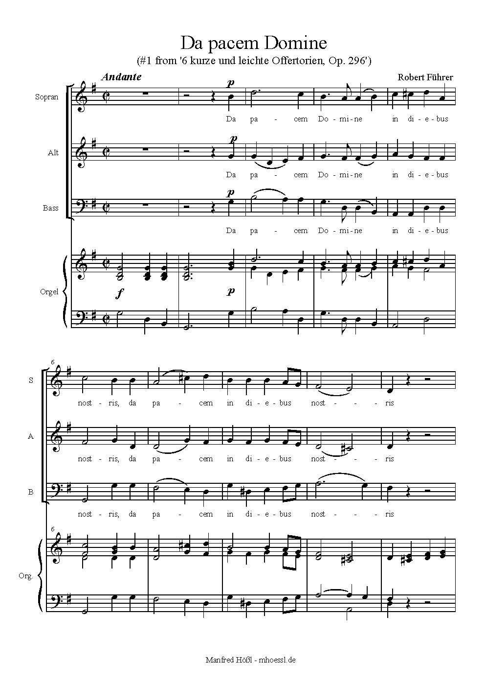 Da pacem Domine, Op. 296, No. 1