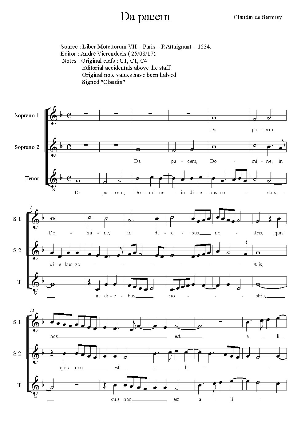Da pacem domine - Choir Script PDF Thumbnail