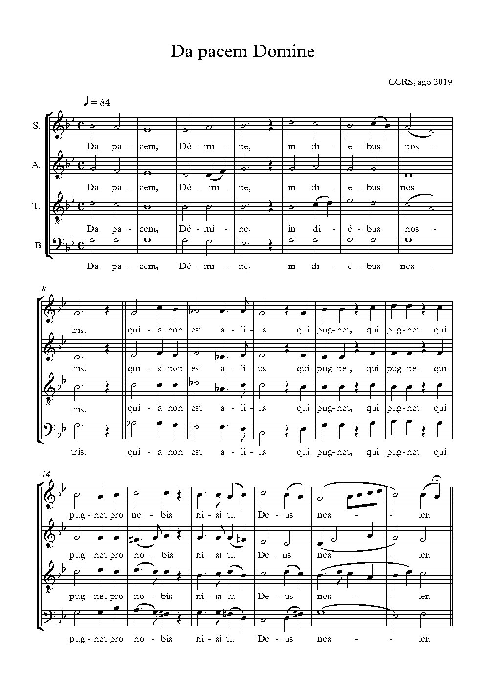 Da pacem Domine - Choir Script PDF Thumbnail