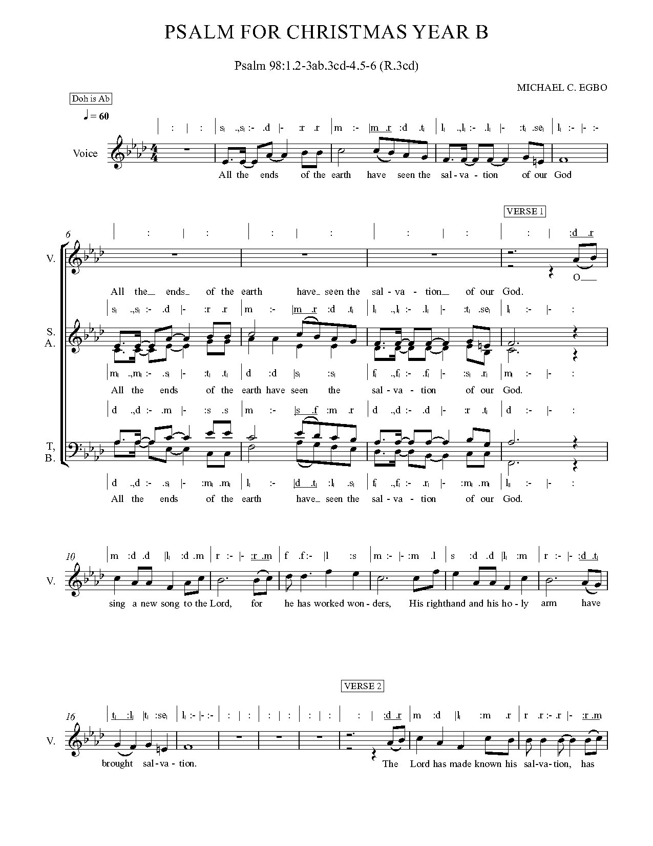 Psalm For Christmas Year B - Full Score