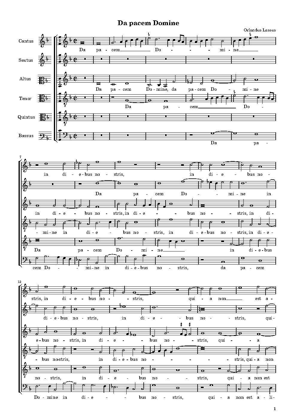 Da pacem Domine 6vv (I)