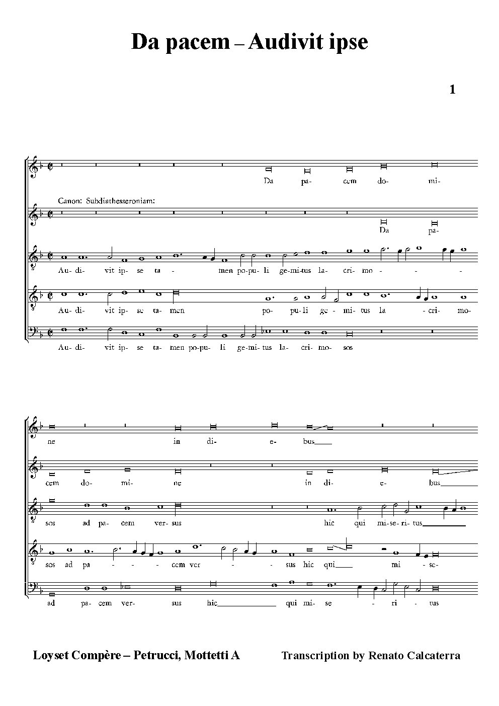 Da pacem Domine-Audivit ipse