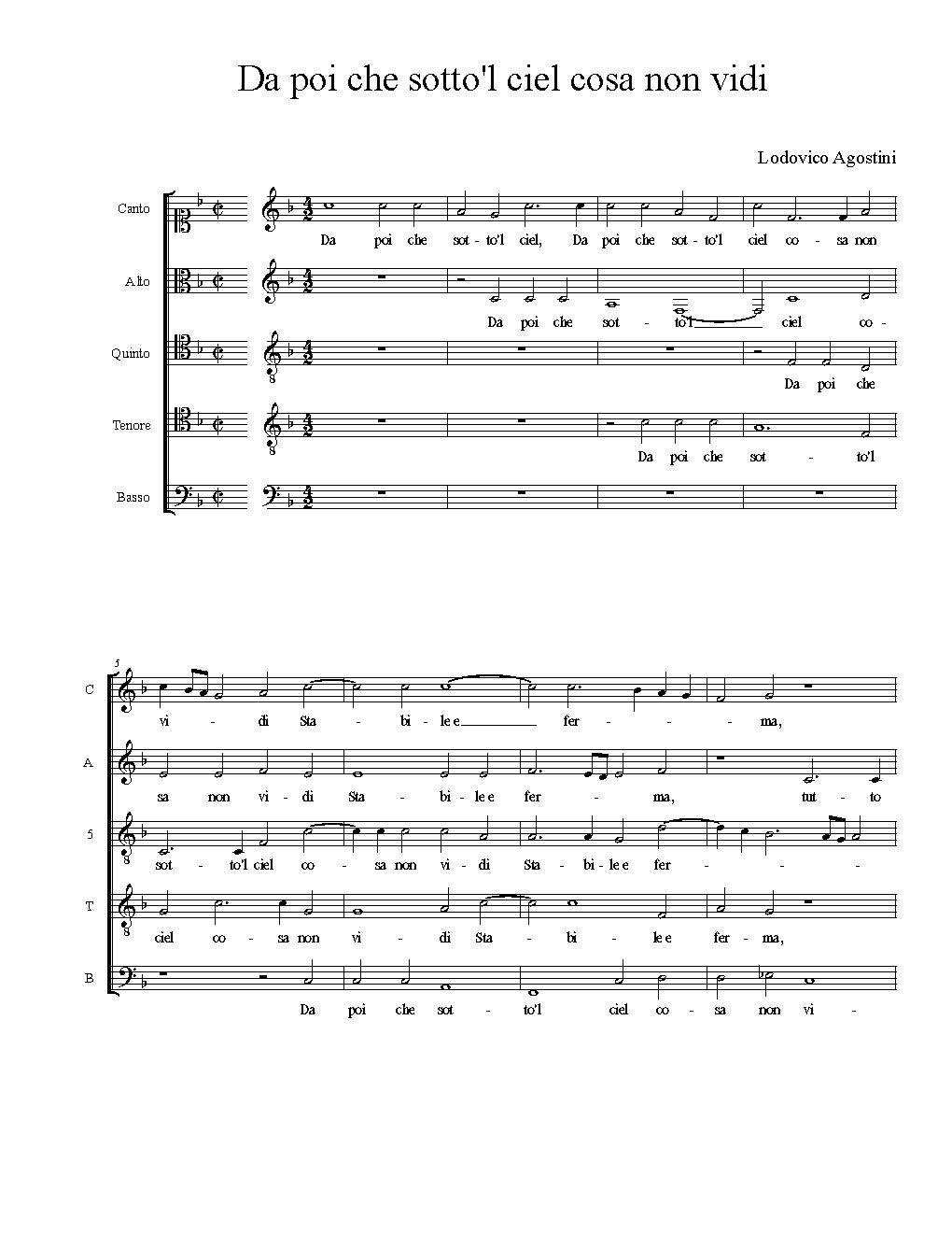 Da poi che sotto'l ciel cosa non vidi - Choir Script PDF Thumbnail