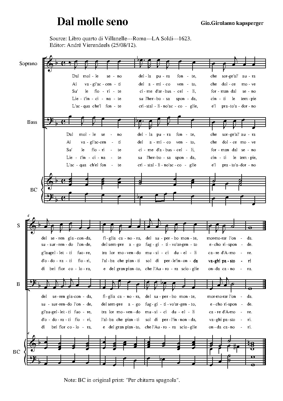 Dal molle seno - Choir Script PDF Thumbnail