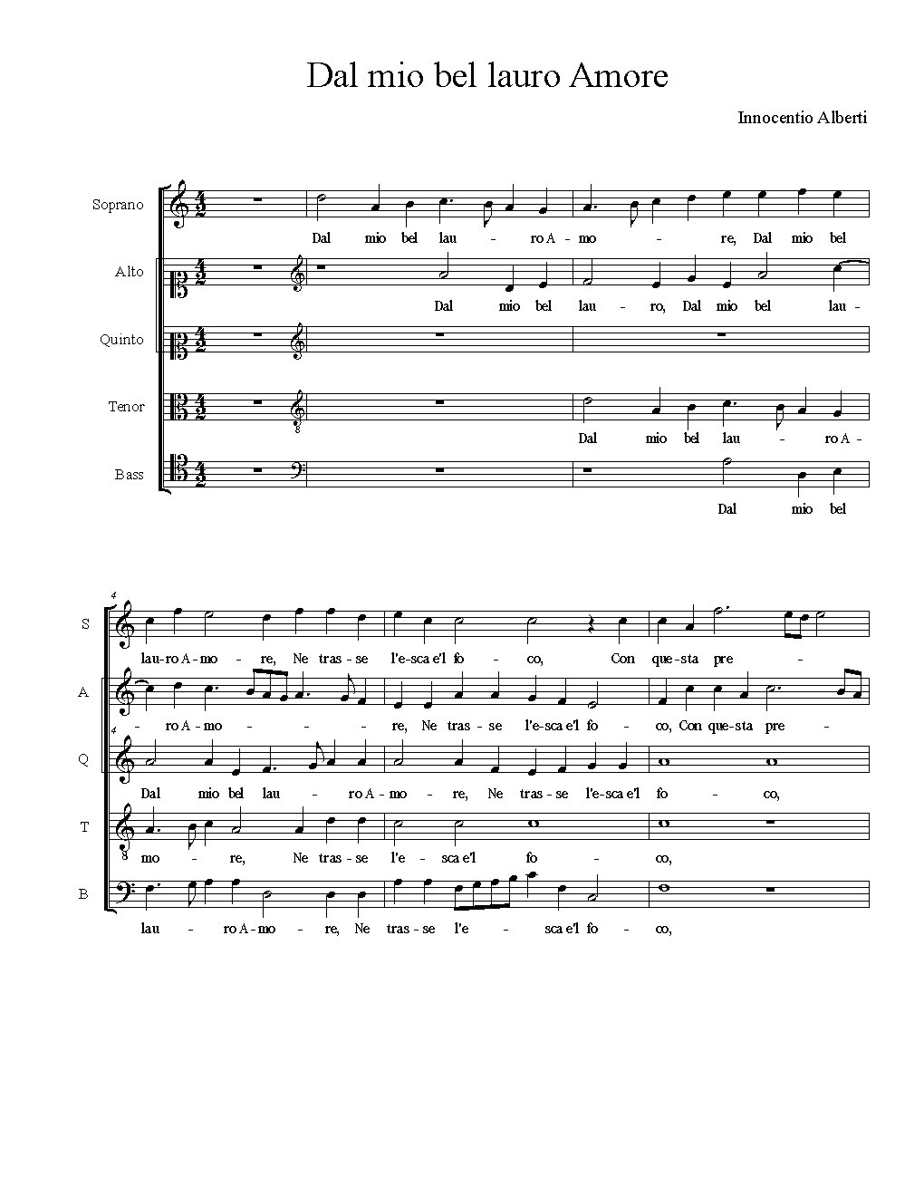 Dal mio bel lauro Amore - Choir Script PDF Thumbnail