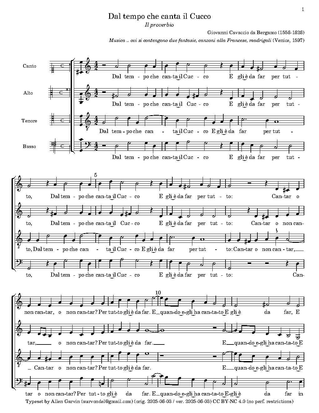 Dal tempo che canta il Cucco