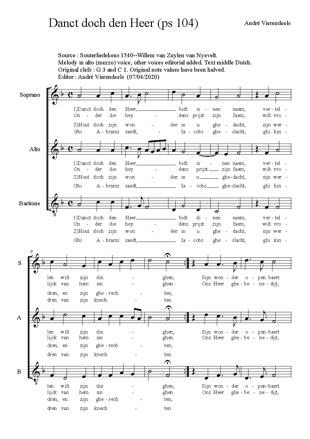Danct doch den Heer - Choir Script PDF Thumbnail
