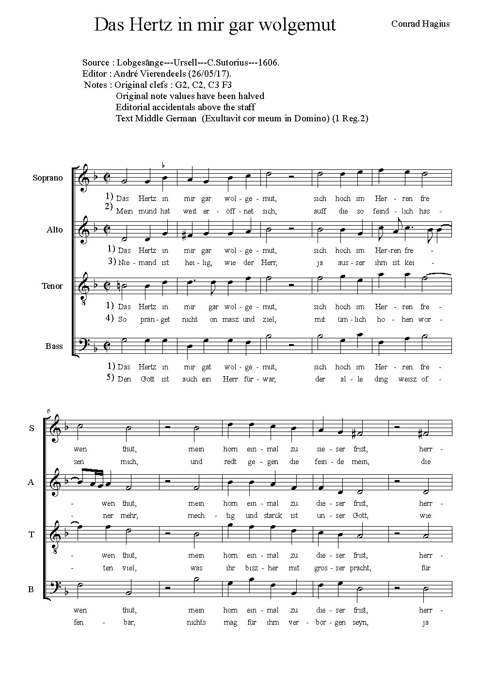 Das Herz in mir gar wolgemut - Choir Script PDF Thumbnail